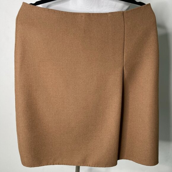 Max Mara Weekend Women's Brown Tan 100% Wool Wrap Midi Skirt Size 12 US - Picture 1 of 7